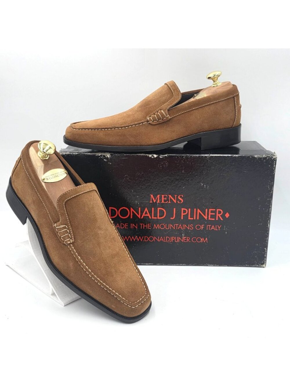 NEW Donald J. Pliner Italy Camel Tan Sport Suede Loafers Dress Shoes Men size 7M - Picture 14 of 15